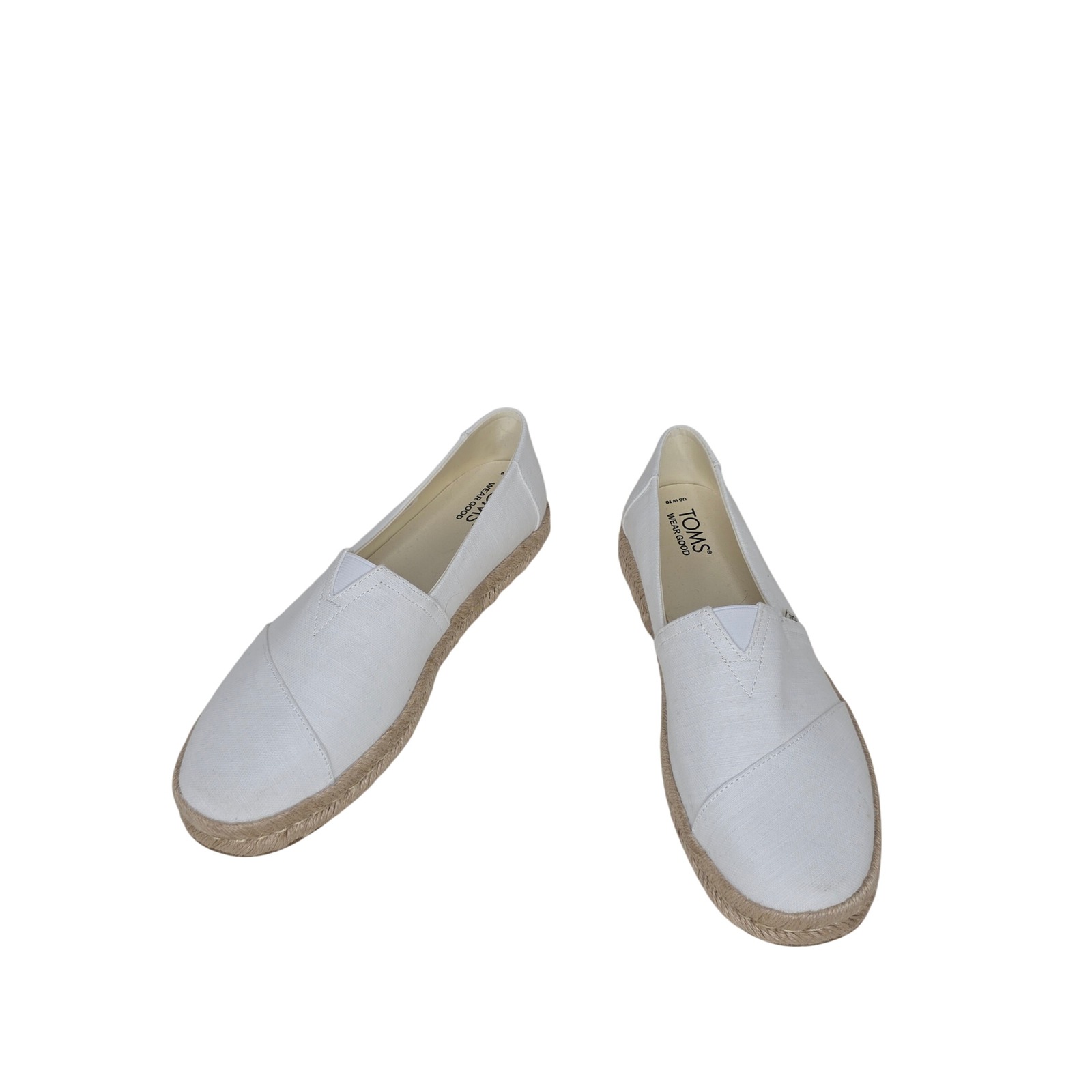 Toms Off White Alpargata Espadrille Slip On Canvas Shoes W's 10 Comfy Relaxing